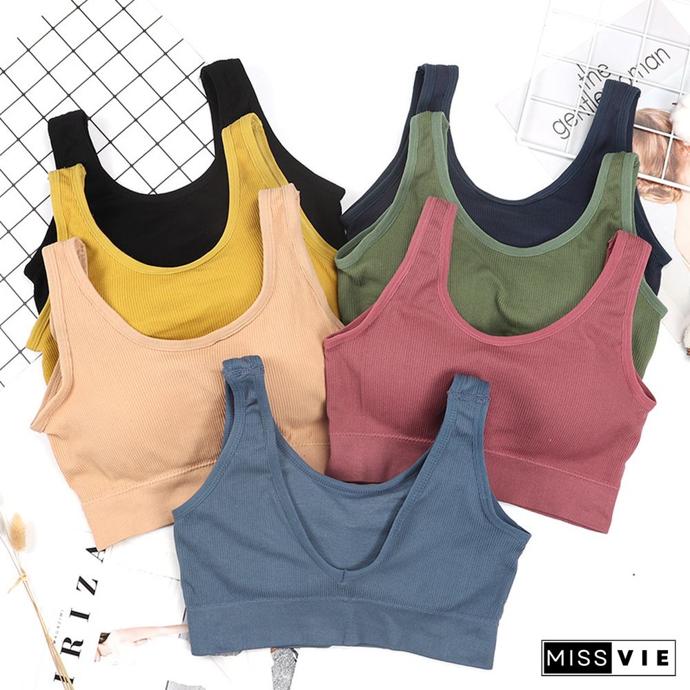 Women Tank Crop Top Seamless Sport Camisole Underwear Push Up Bra Sports Sleeveless Tops