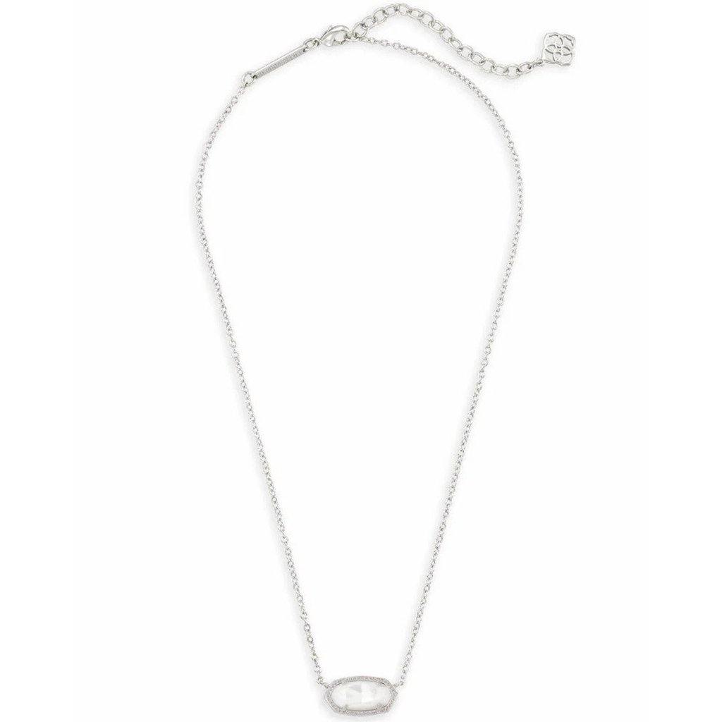 Kendra Scott  Elisa Silver Short Pendant Necklace In Ivory Mother-Of-Pearl