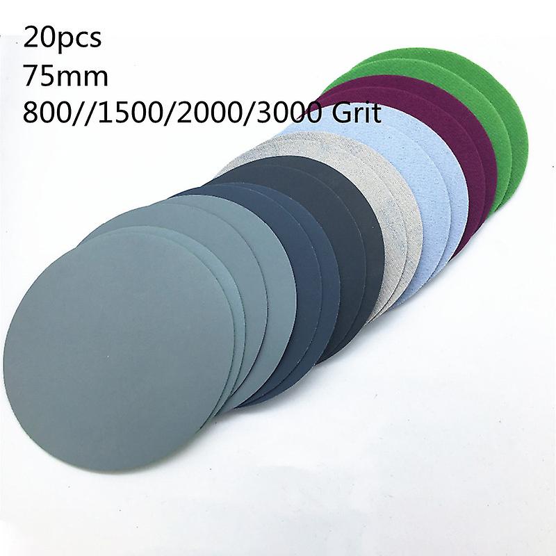 20pcs 75mm 800//1500/2000/3000 Grit Round Sanding Papers Wet/dry Abrasive Waterproof Sandpapers Grinding Sheet