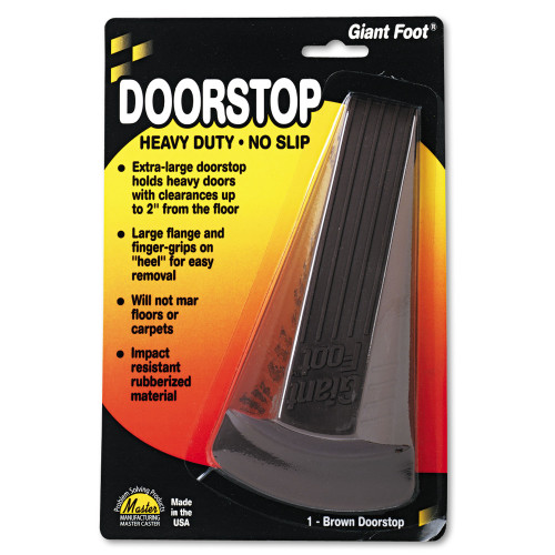 Master Caster Giant Foot Doorstop， No-Slip Rubber Wedge， 3.5w x 6.75d x 2h， Brown (00964)