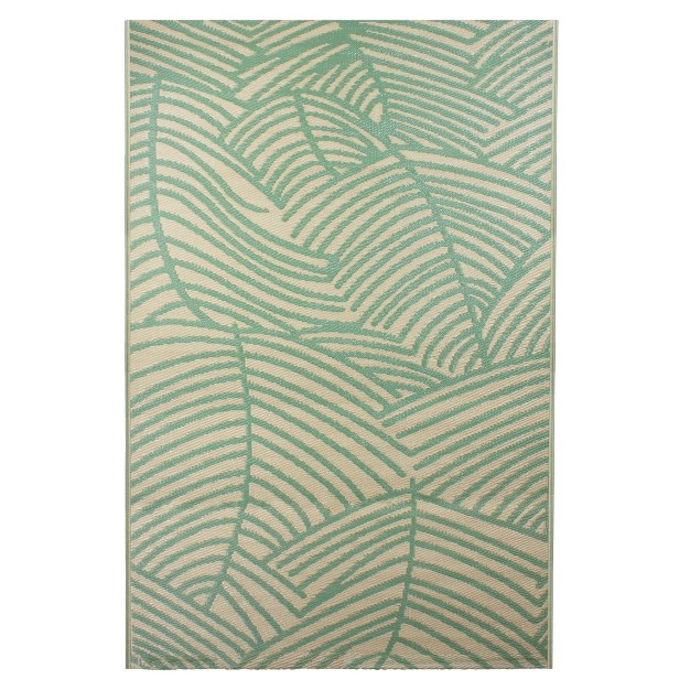 Northlight 4 x27 X 6 x27 Green And Beige Leaf Design Rectangular Outdoor Area Rug