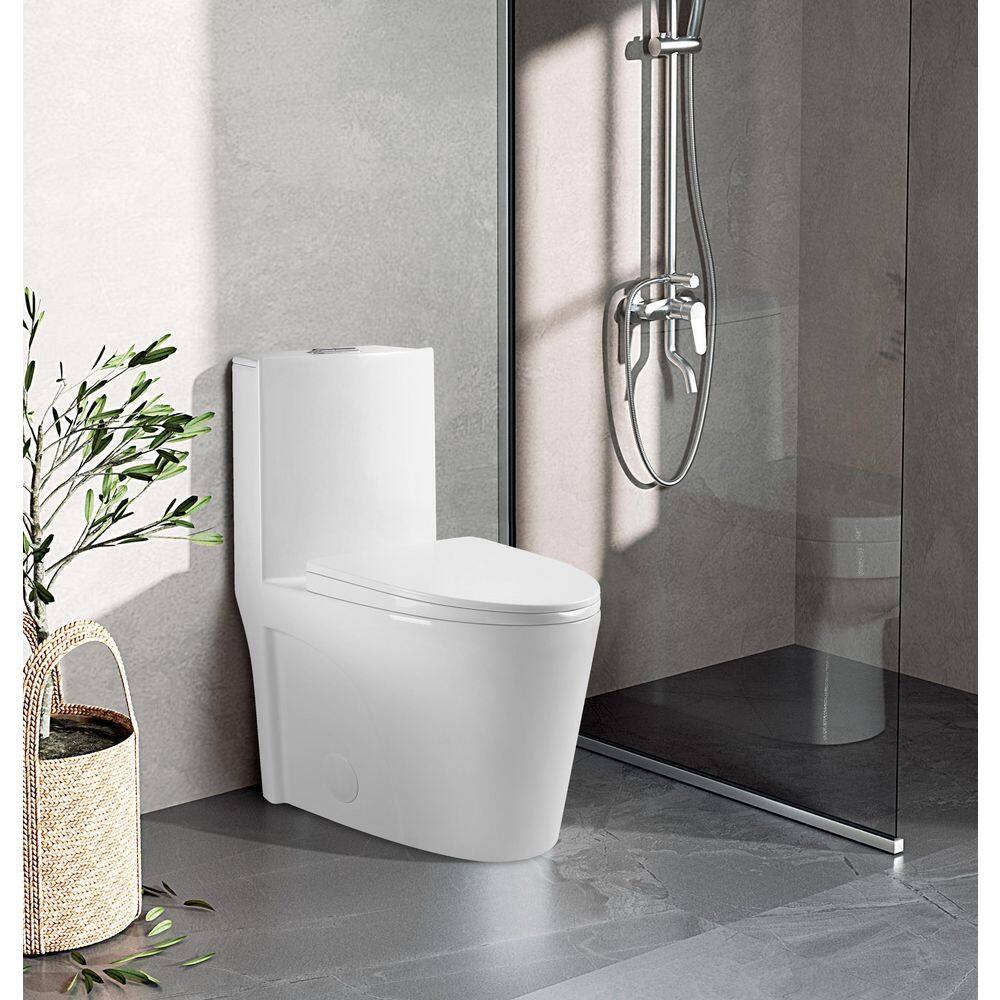 12 in. 1-piece 1.11.6 GPF Dual Flush Elongated Toilet in White Seat Included Antimicrobial Funtion(cUPC Approved) GW21S0901