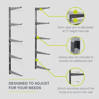 Delta 16 in. x 41 in. Heavy Duty Wall Rack Adjustable 5 Tier Lumber Rack Holds 800 lbs. Steel Garage Wall Shelf with Brackets HDRS3000