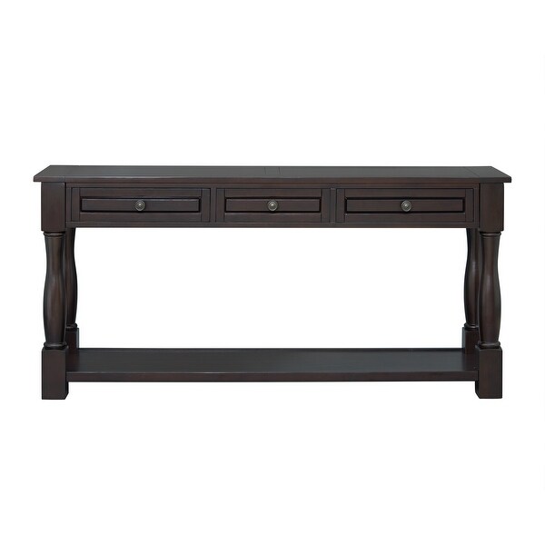 Long Extra-thick Sofa Console Table with Drawers and Shelf