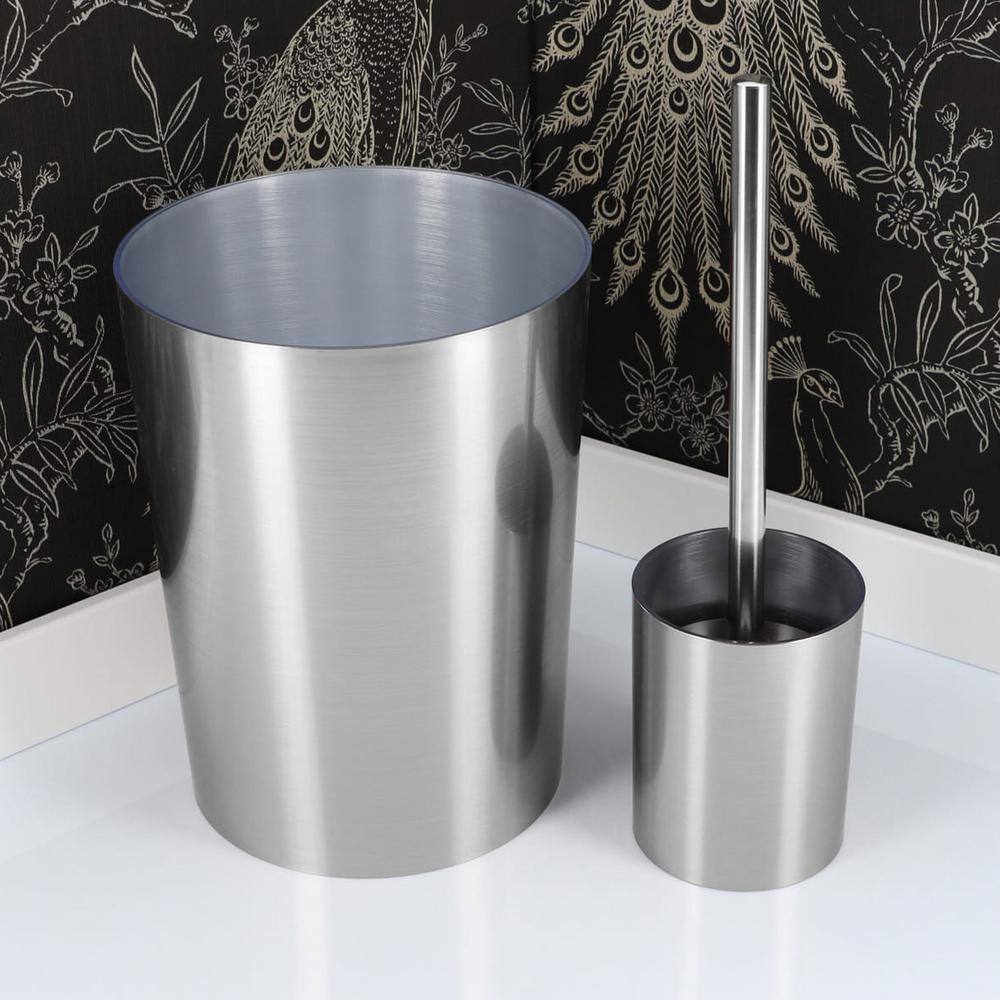 5-Pieces Bath Accessory Set with Soap Pump Tumbler Soap Dish Waste Basket and Toilet Brush Holder in Brushed Aluminum SET5NOUMEA6176