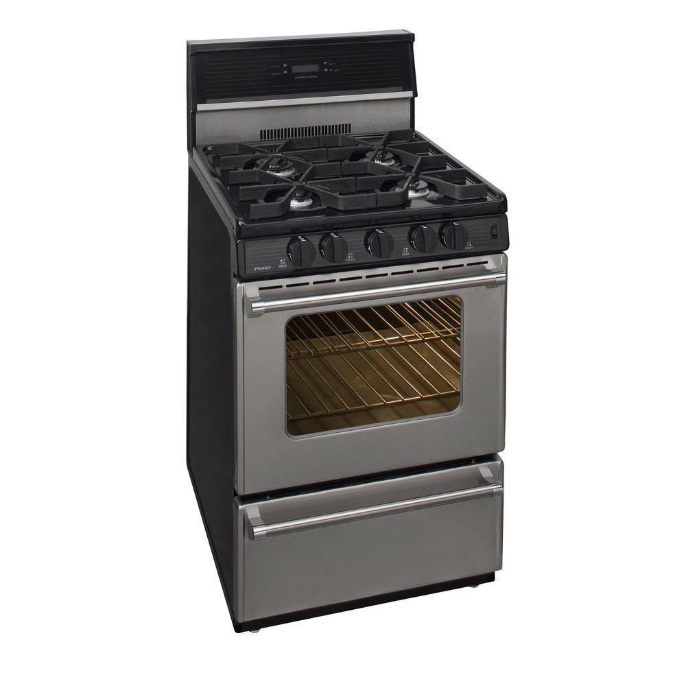 Premier ProSeries 24 in. 2.97 cu. ft. Freestanding Gas Range with Sealed Burners in Stainless Steel P24S3402PS