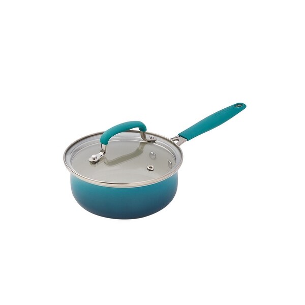 25 Piece Ceramic Nonstick Aluminum Easy Clean Cookware Set， Ombre Teal