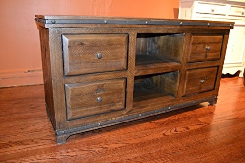 Addison Rustic Distressed Solid Wood Credenza TV Stand   Industrial   Entertainment Centers And Tv Stands   by Crafters and Weavers  Houzz