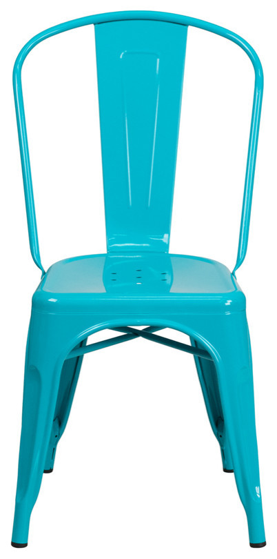 Commercial Grade Crystal Teal Blue Metal Indoor Outdoor Stackable Chair   Contemporary   Dining Chairs   by u Buy Furniture  Inc  Houzz