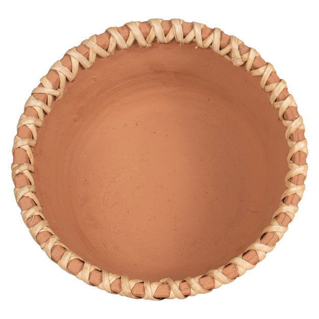 Terracotta amp Cane Weave Bowl Foreside Home amp Garden