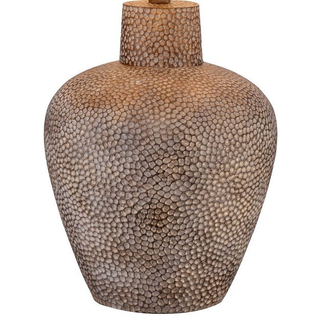 Tall Brown Leaf Textured Hammered Pot Off White Empire Shade For Bedroom Living Room House Home