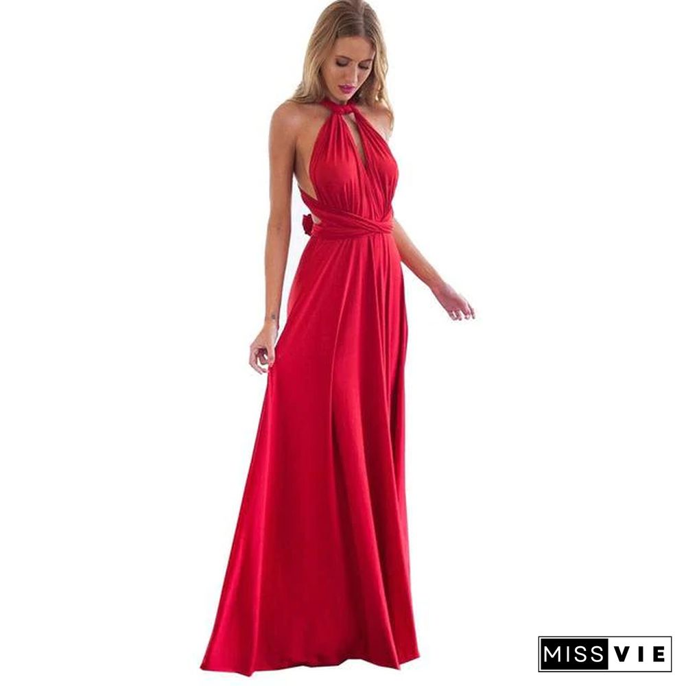 Women Wrap Convertible Boho Maxi Red Bandage Long Bridesmaids Infinity Dress