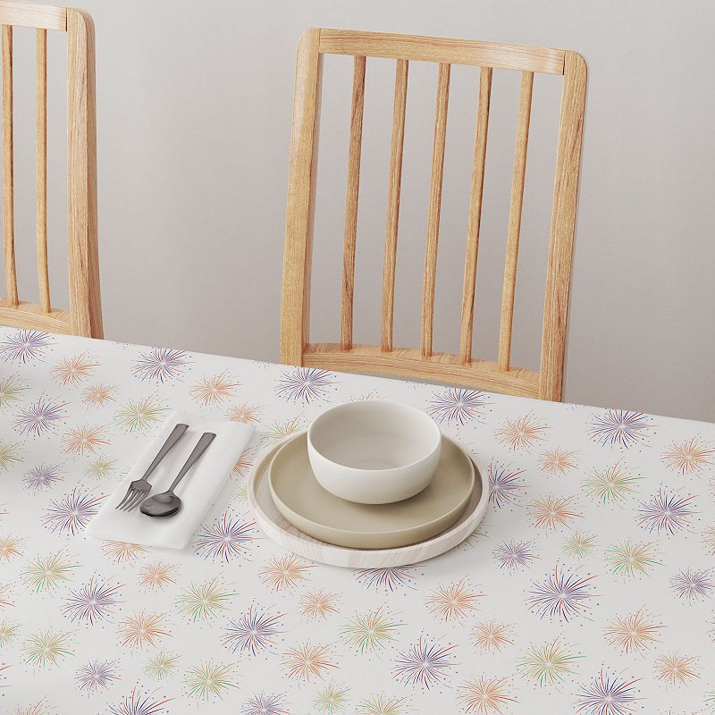 Square Tablecloth， 100% Cotton， 60x60， Fireworks Celebration