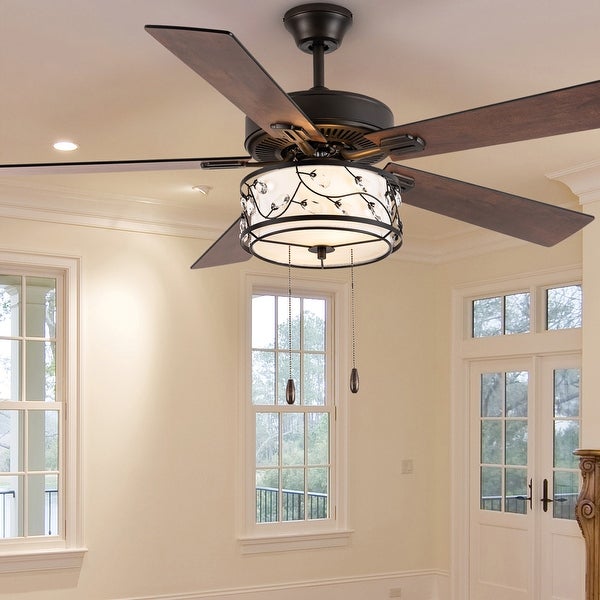 Serafina River of Goods Oil-Rubbed Bronze Metal 2-Light Floral Shade 52-Inch Ceiling Fan - 52