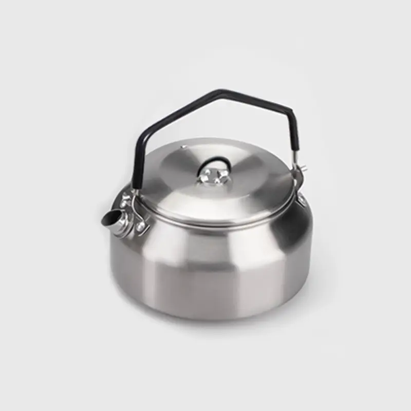 Camping portable kettle Outdoor vintage stainless steel 1L brewed tea kettle camping pour over coffee kettle