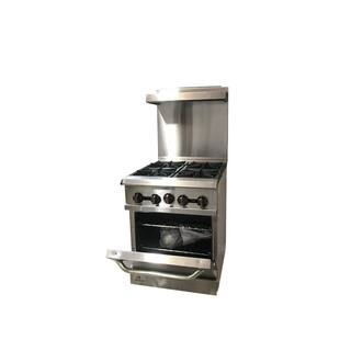 Cooler Depot 24 in. 2.9 cu. ft. 4 Burner Commercial Gas Range with Oven in Stainless Steel DXXCD-R4