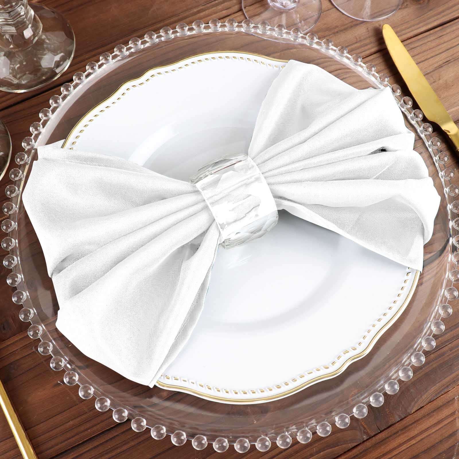 5 Pack White Cloth Napkins with Hemmed Edges, Reusable Polyester Dinner Linen Napkins - 20