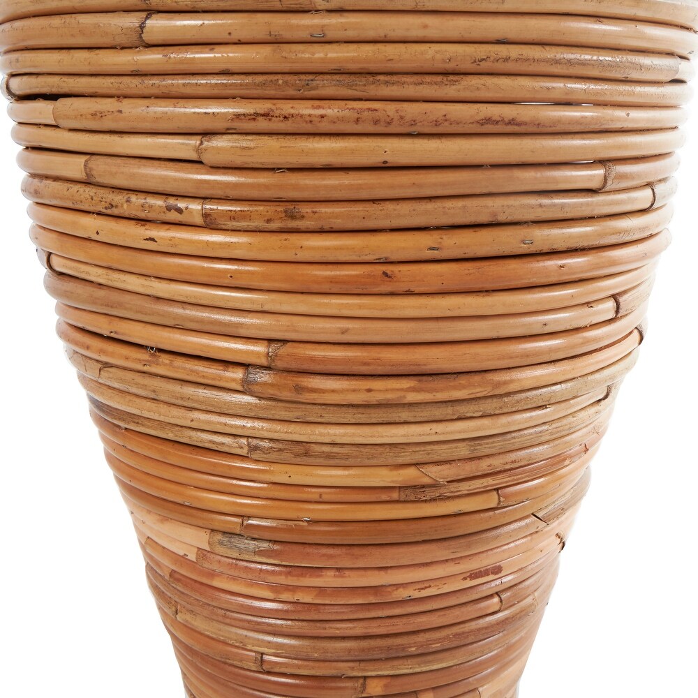 Brown Rattan Handmade Tall Wrapped Vase