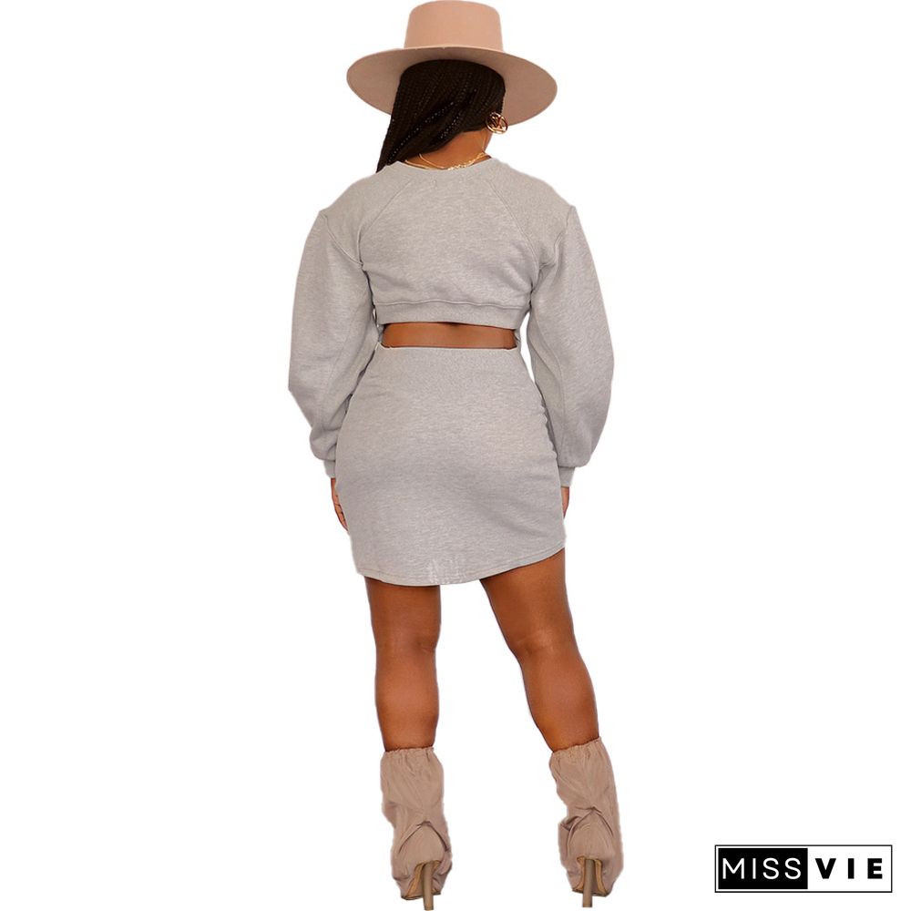 Long Sleeve Back Cut Out Pullover Sweatshirt Dress