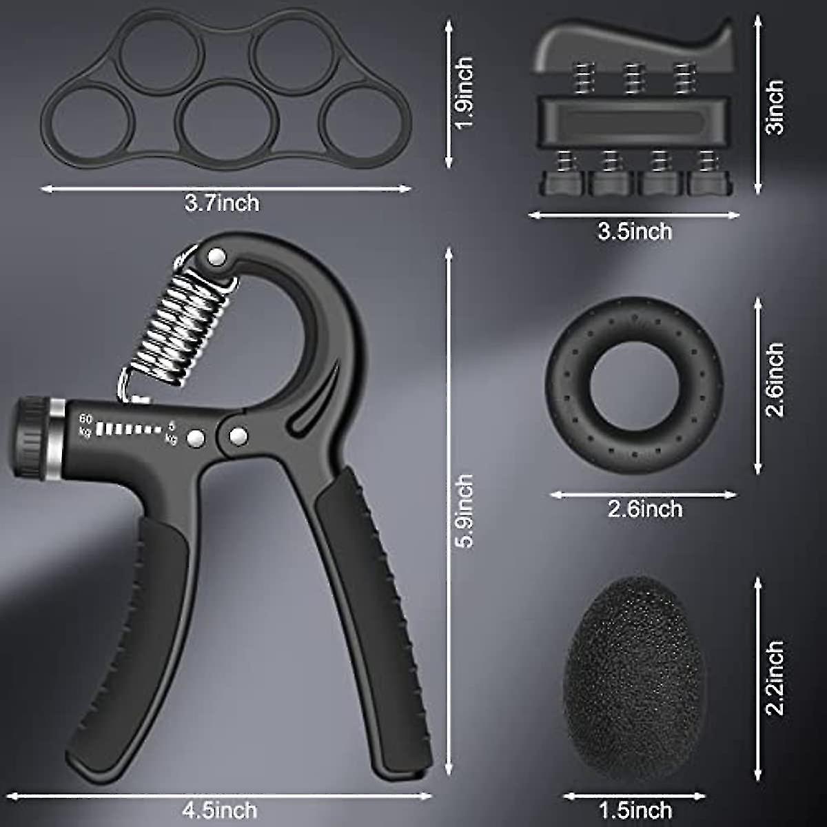 Hand Grips Strengthener Kit 5 Packs  Adjustable Resistance Grip Strength Equipment  Non-slip Forearm Strengthener  Hand Grip Band  Grip Ring  Stress B
