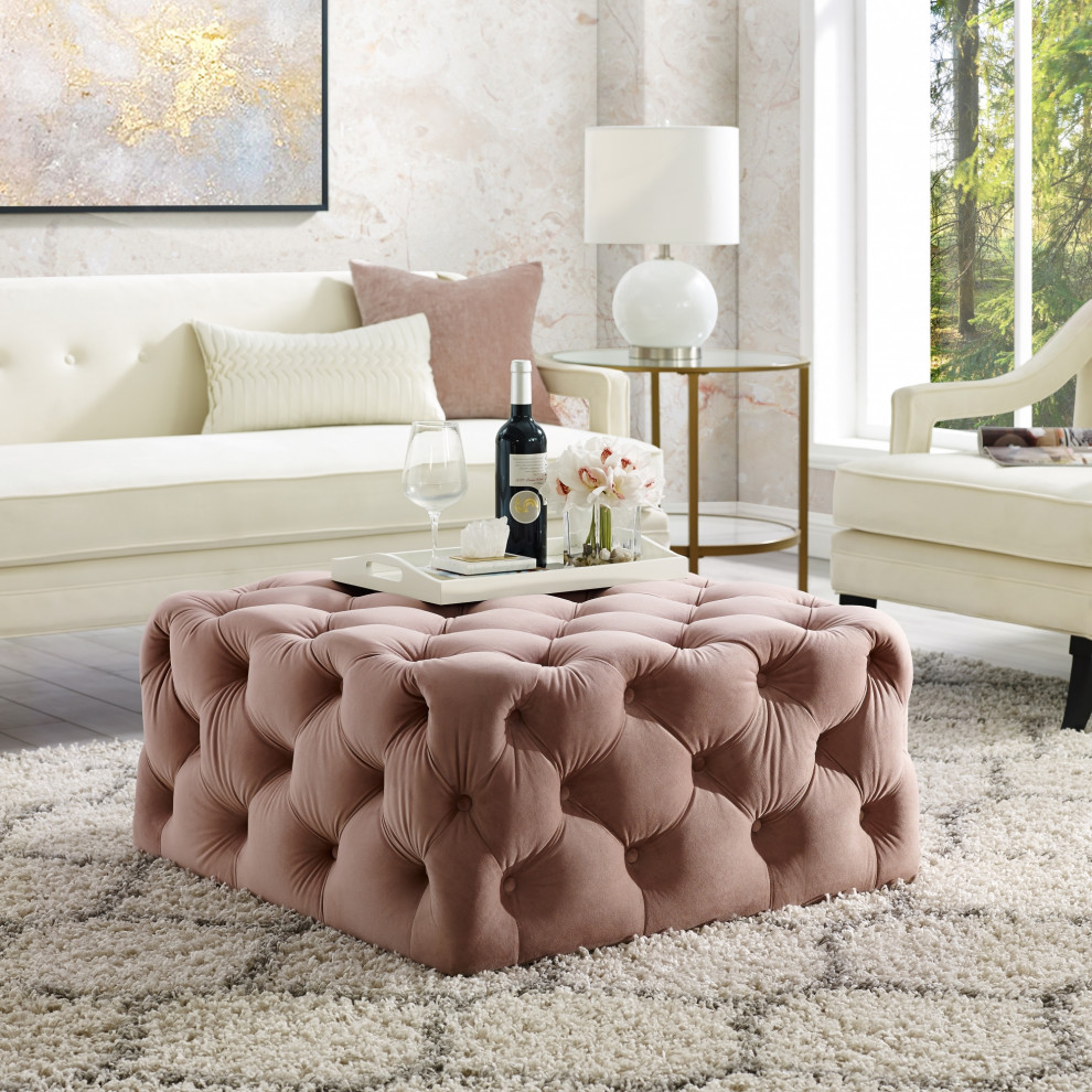 Lewis over Tufted Square Cocktail Ottoman   Transitional   Footstools And Ottomans   by Inspired Home  Houzz