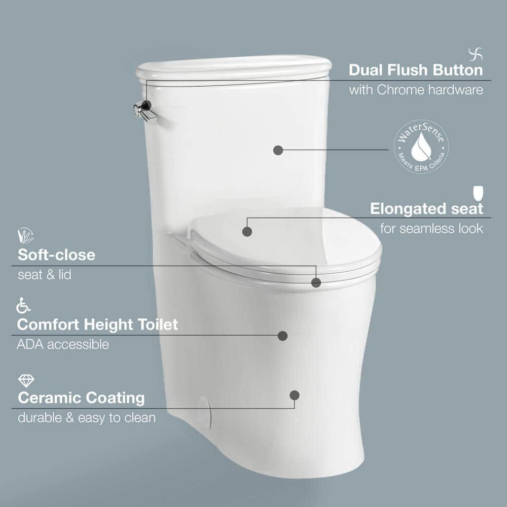 Glacier Bay Havenstone 1piece 1116 GPF Dual Flush Elongated Toilet in White Seat Included