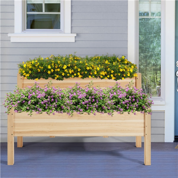 Yaheetech 2-tier Raised Garden Bed with Legs for Garden Yard Indoor Outdoor, Wood