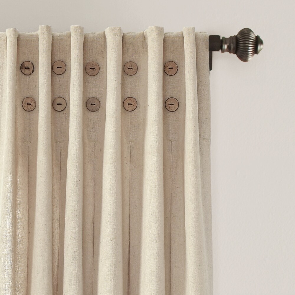 Lush Decor Linen Button Pinched Pleat Window Curtain Single Panel   84\