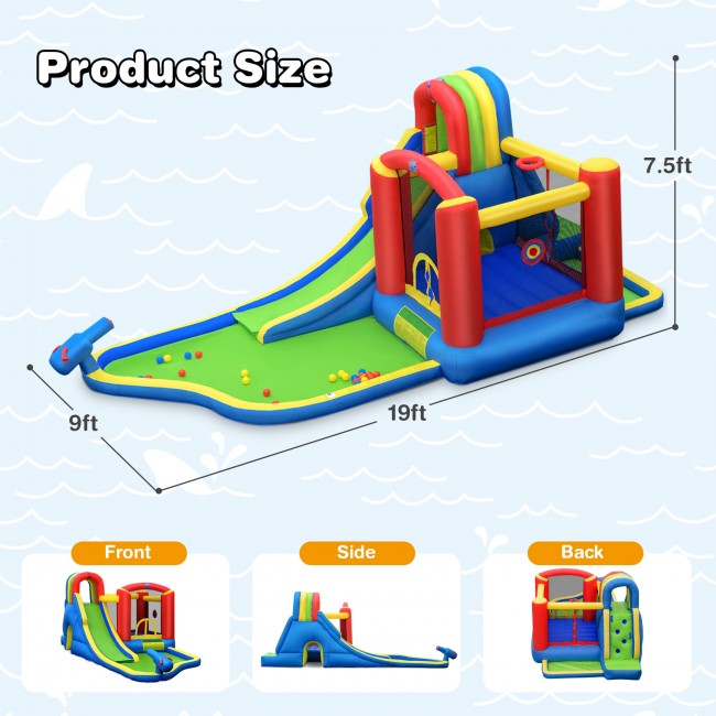 SUGIFT Inflatable Kid Bounce House Slide Climbing Splash Park Pool Jumping Castle Without Blower