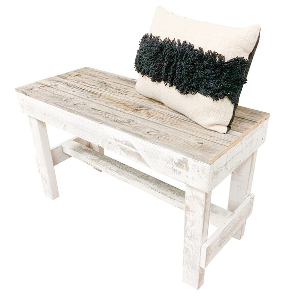 Wood Bench， Natural and White