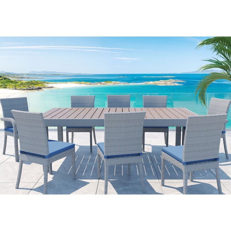 Mescota 9 Piece Outdoor Patio Dining Set  Dining Table   8 Chairs