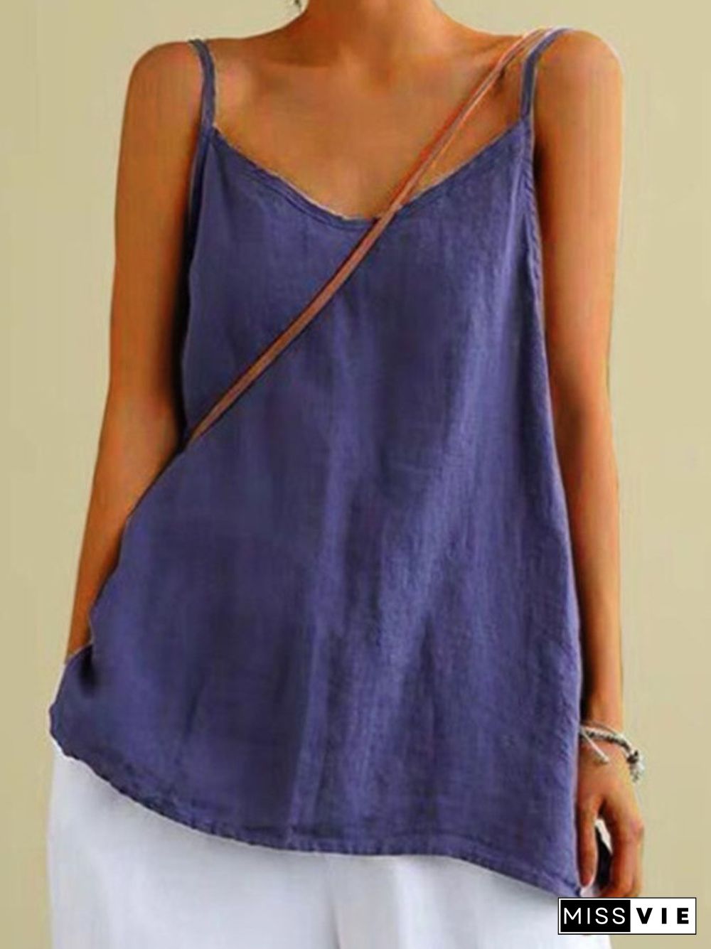 Ladies Cotton Linen Loose Casual Camisole