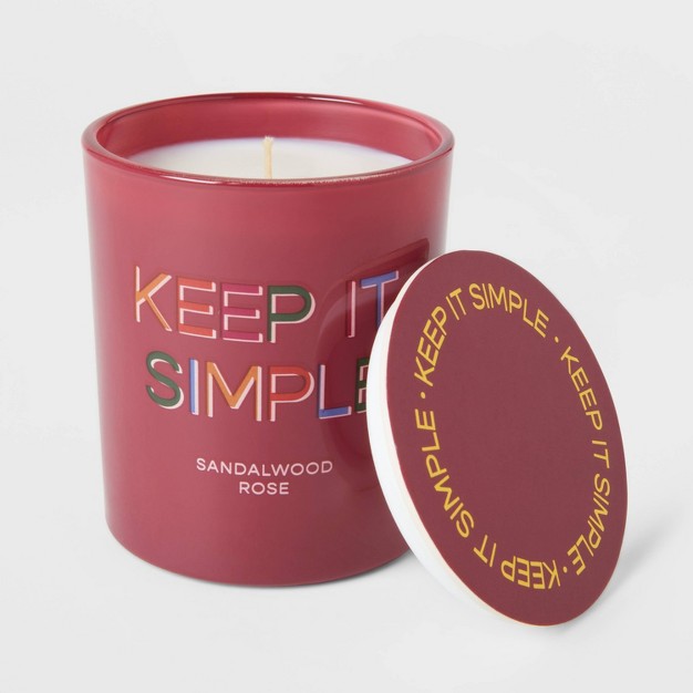 11oz Glass Sandalwood Rose Candle Burgundy