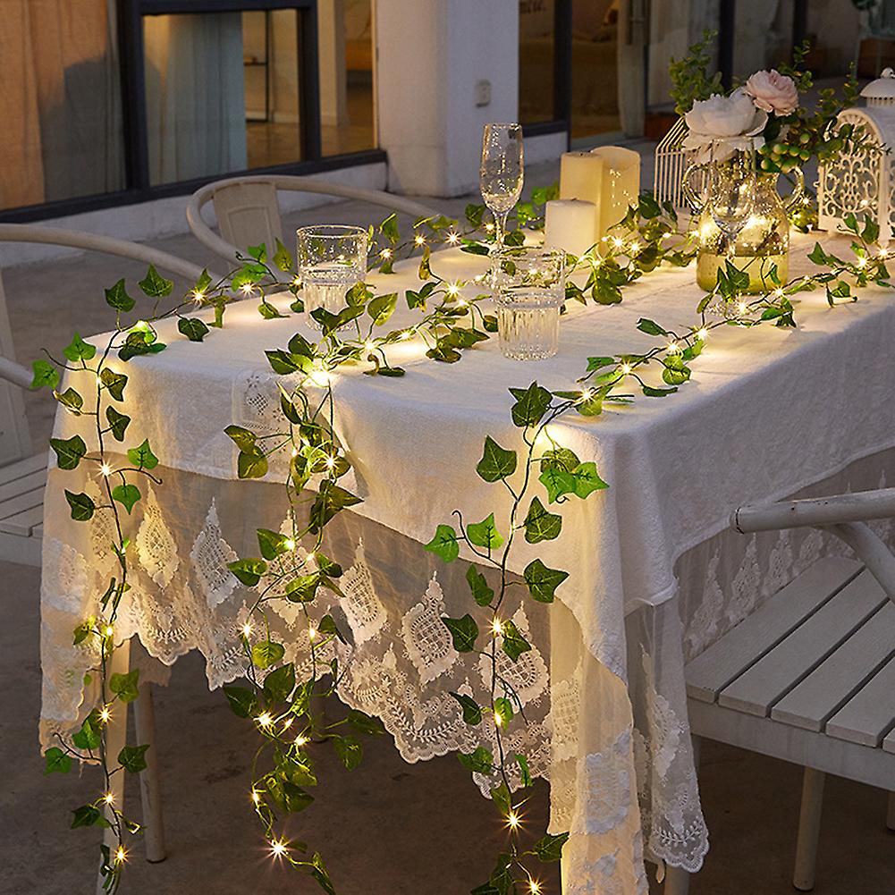 Artificial Plants Led String Light， 1pcs Green Leaf Ivy Vine Fairy Light String Maple Leaves Lamp Garland Diy Hanging Lighting