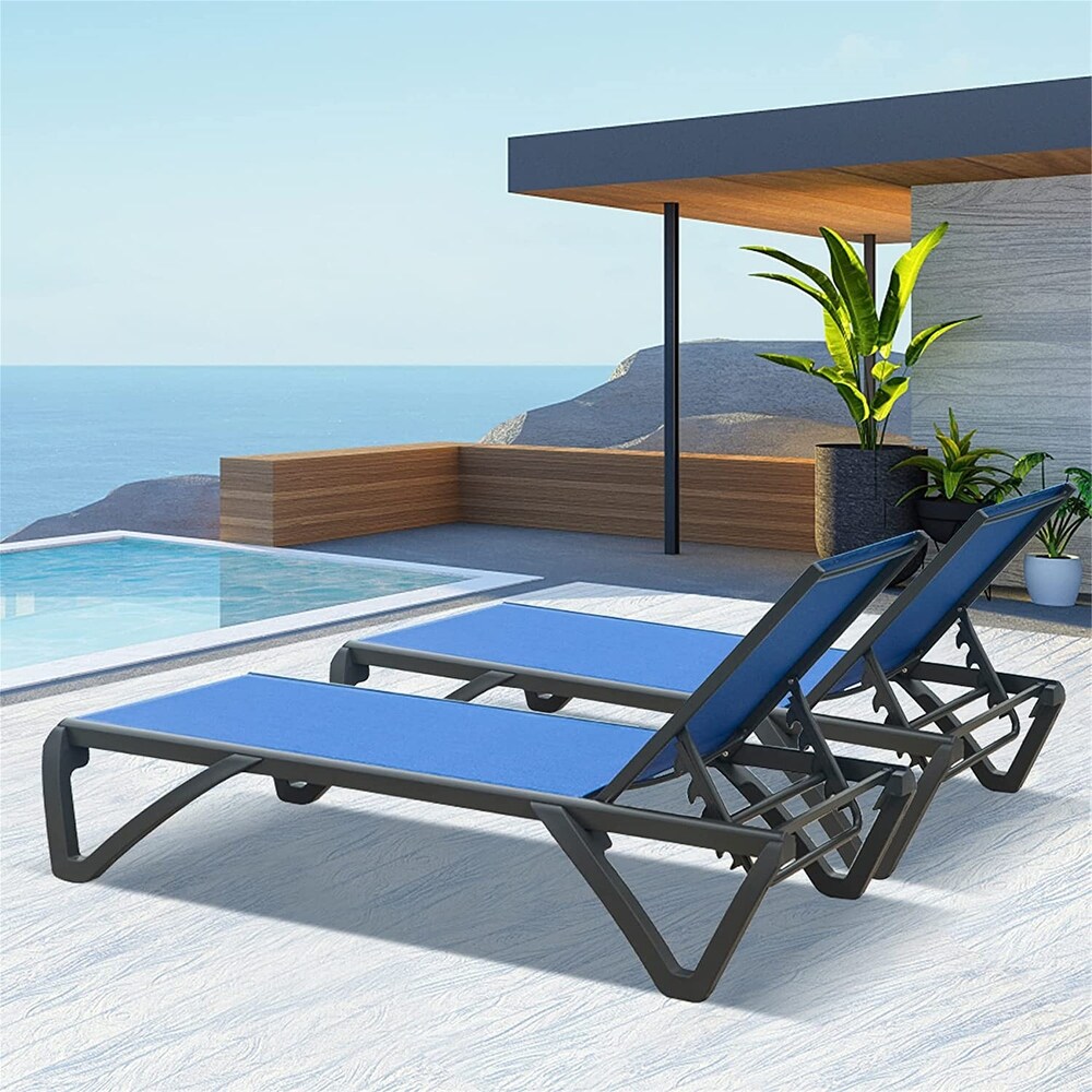 Patio Chaise Lounge Chair Set of 2 with 5 Adjustable Position