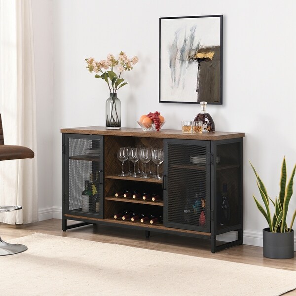 Miltifunctional Industrial Storage Cabinet， Wine Bar Cabinet for Liquor， TV Stand and Media Entertainment Center Console Table