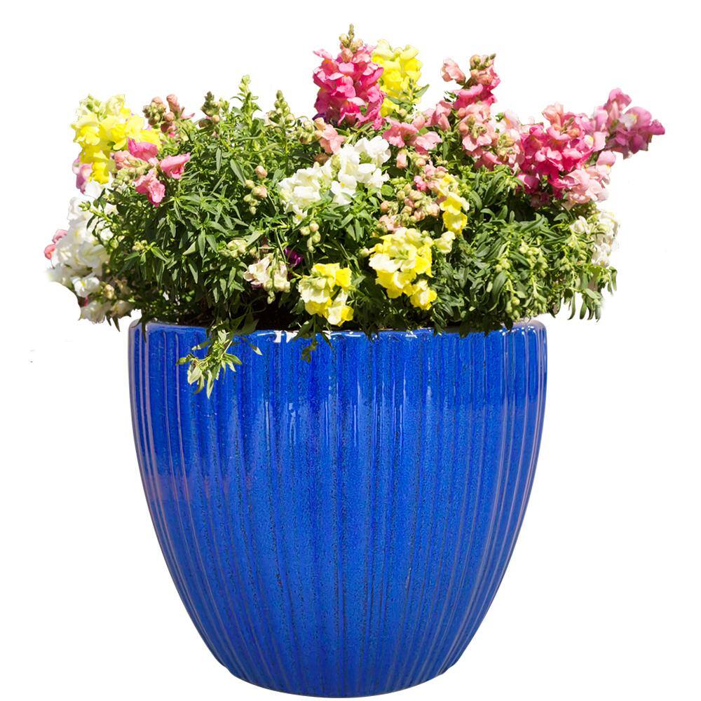 Trendspot 16 in. x 14.2 in. Lennox Ceramic Planter Cobalt Blue HUCR02082N-16M