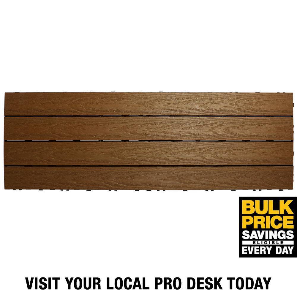 NewTechWood UltraShield Naturale 1 ft. x 3 ft. Quick Deck Outdoor Composite Deck Tile in Peruvian Teak (15 sq. ft. Per Box) US-QD-ZX-36-TK