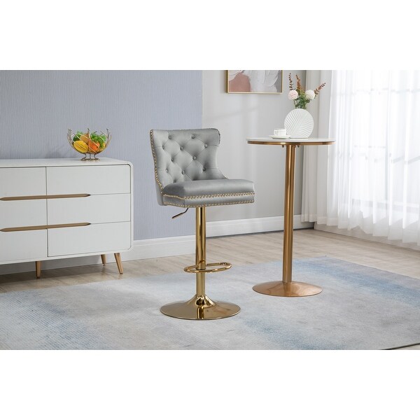 Modern Swivel Barstools Adjustable Height Bar Chairs with Footrest