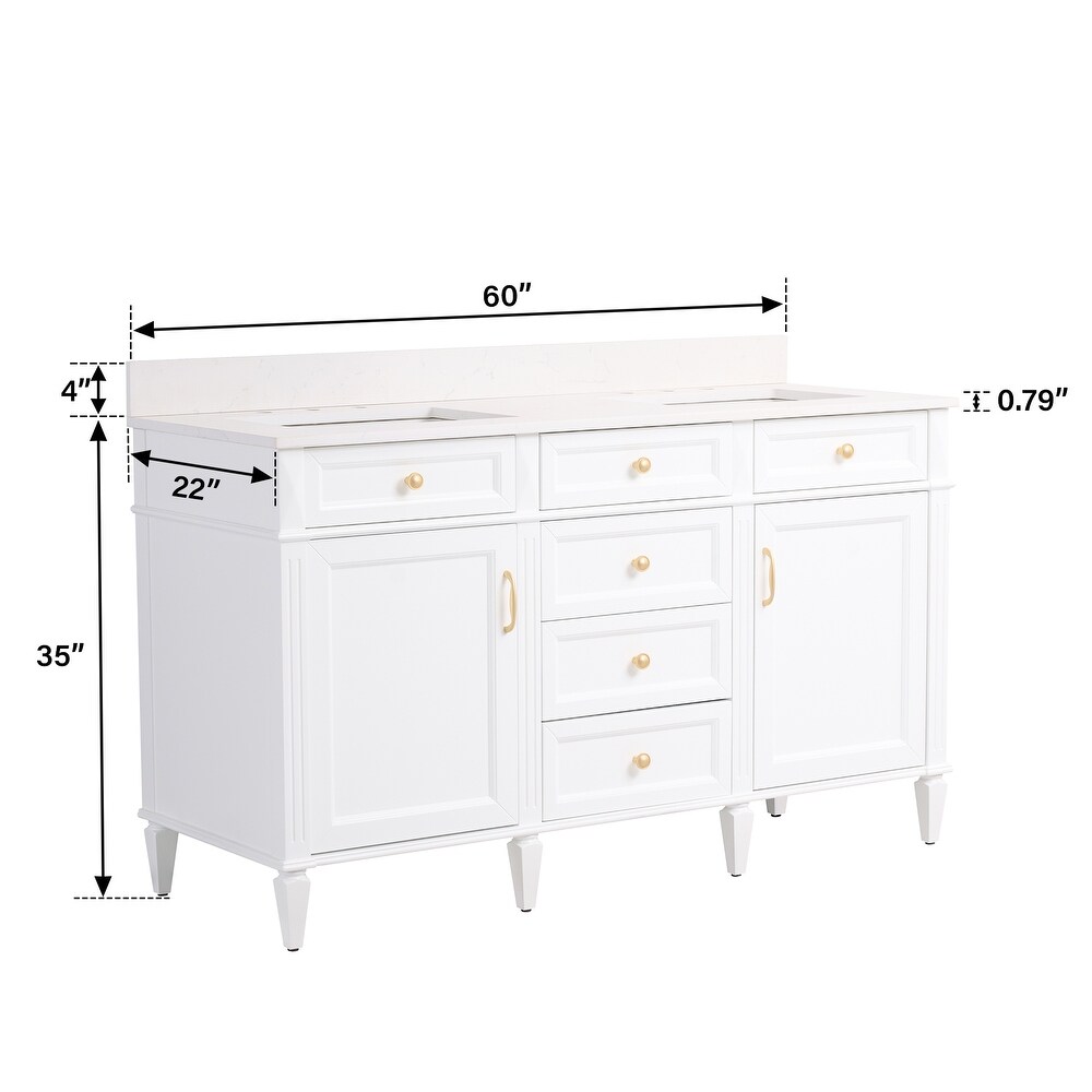 35''H Solid Wood Bath Vanity with Carrera White Quartz Top and Sink