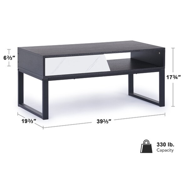 CO-Z Modern 39-Inch Coffee Table with Storage Shelf