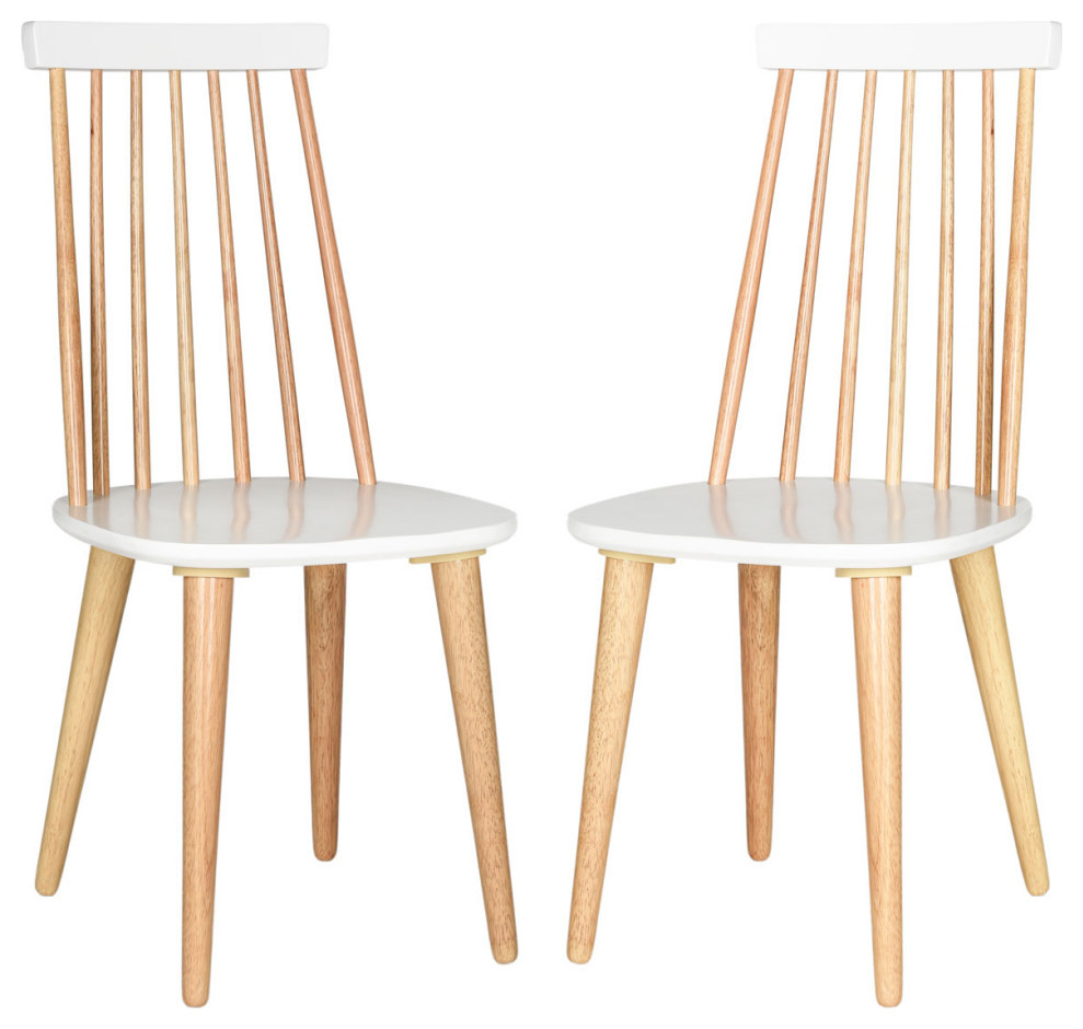 Cameo 17 quotH Spindle Side Chair  Set of 2  Natural/White   Midcentury   Dining Chairs   by V.S.D Furniture  Houzz