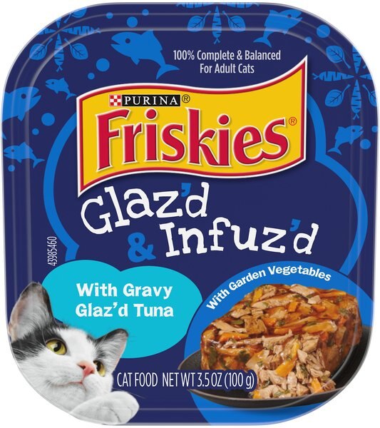 'Purina Friskies Gravy Wet Cat Food， Glaz’d and Infuz’d With Gravy Glaz’d Tuna， 3.5-oz TR， Case of 12