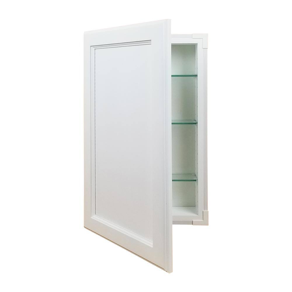 WG Wood Products 15.5 in. W x 19.5 in. H 3.5 in. D Dogwood Inset Panel White Enamel Recessed Medicine Cabinet without Mirror DOG-218-WHITE