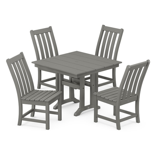 POLYWOOD Vineyard 5Piece Farmhouse Trestle Side Chair Dining Set