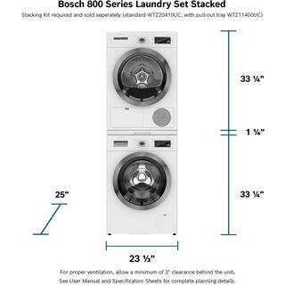 Bosch 800 Series 24 in. 2.2 cu. ft. 240-Volt White with Chrome Accents High-Efficiency Front Load Smart Washer ENERGY STAR WAW285H2UC