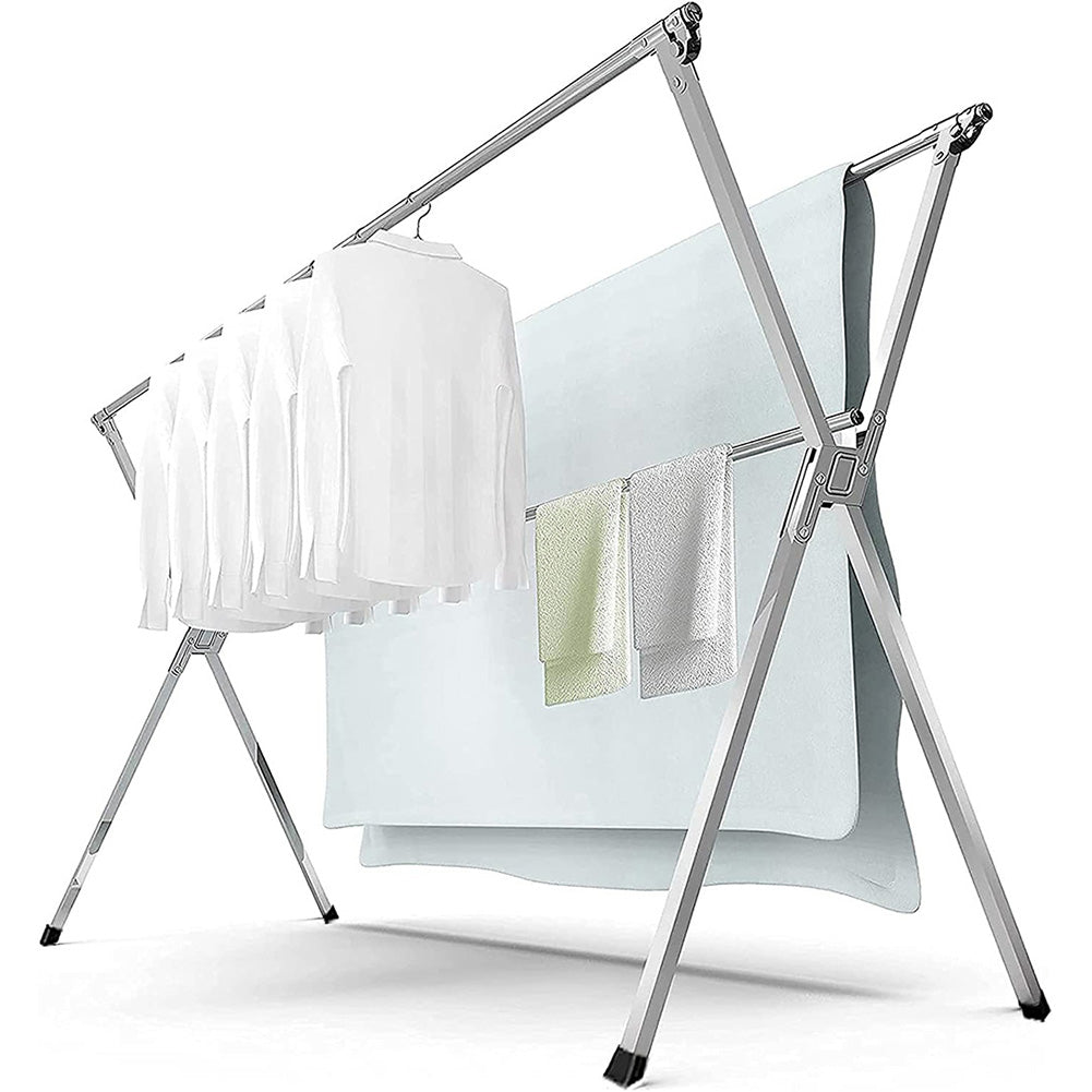 Foldable Clothes Drying Rack,94.5 Inch Adjustable Heavy Duty Stainless-Steel, Free-Standing Laundry Stand With Gravity Lock Devicewith Space Saved Laundry Drying Rack Folding Indoor