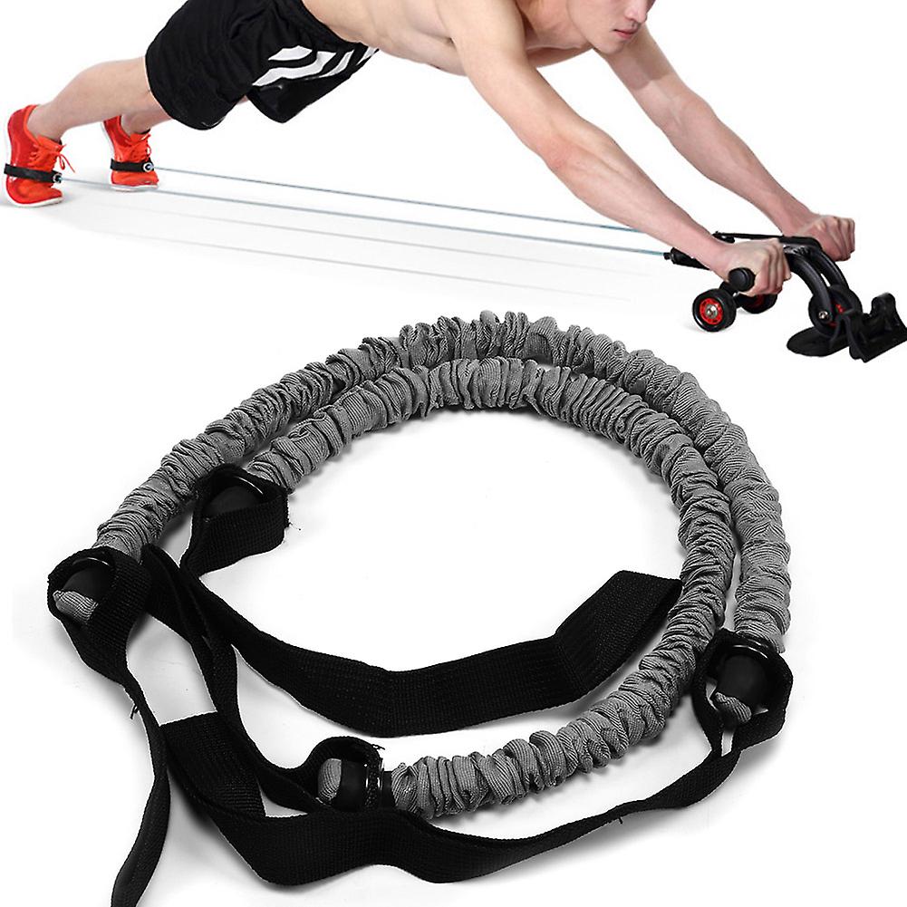 2pcs Abdominal Wheel Auxiliary Pull Rope Belly Exercise Trainer Roller Wheel Resistance Rope