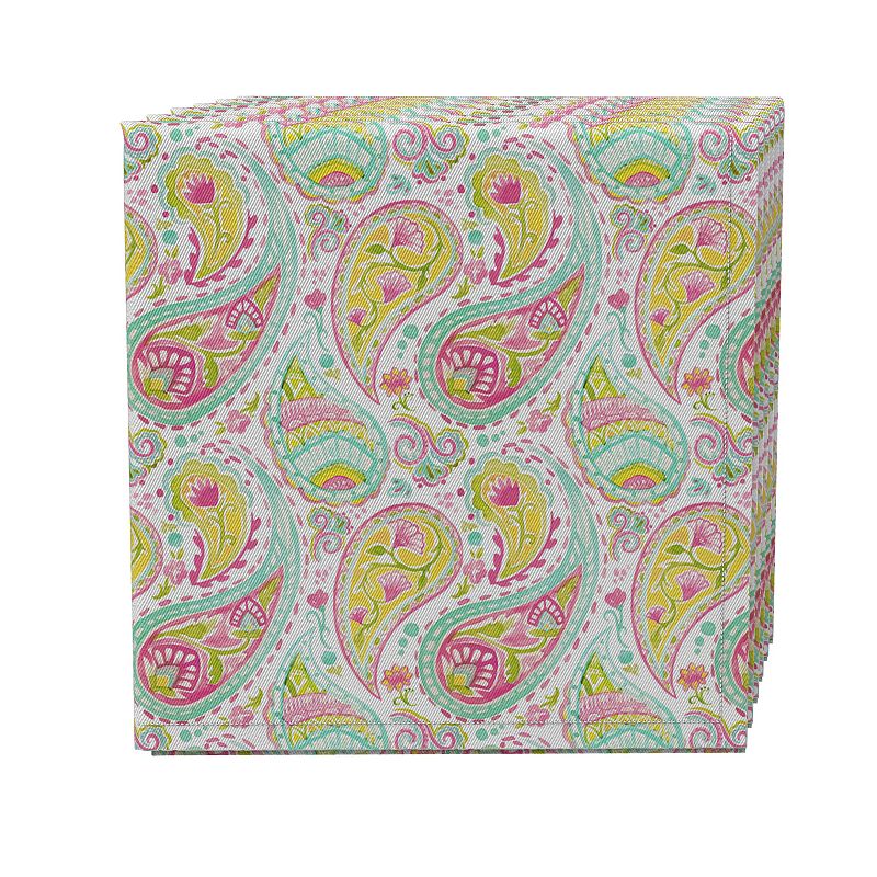 Napkin Set of 4， 100% Cotton， 20x20， Bright Colored Paisley