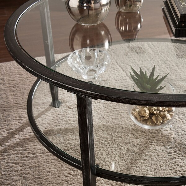 SEI Furniture Glenn Metal/ Glass Round Coffee Table